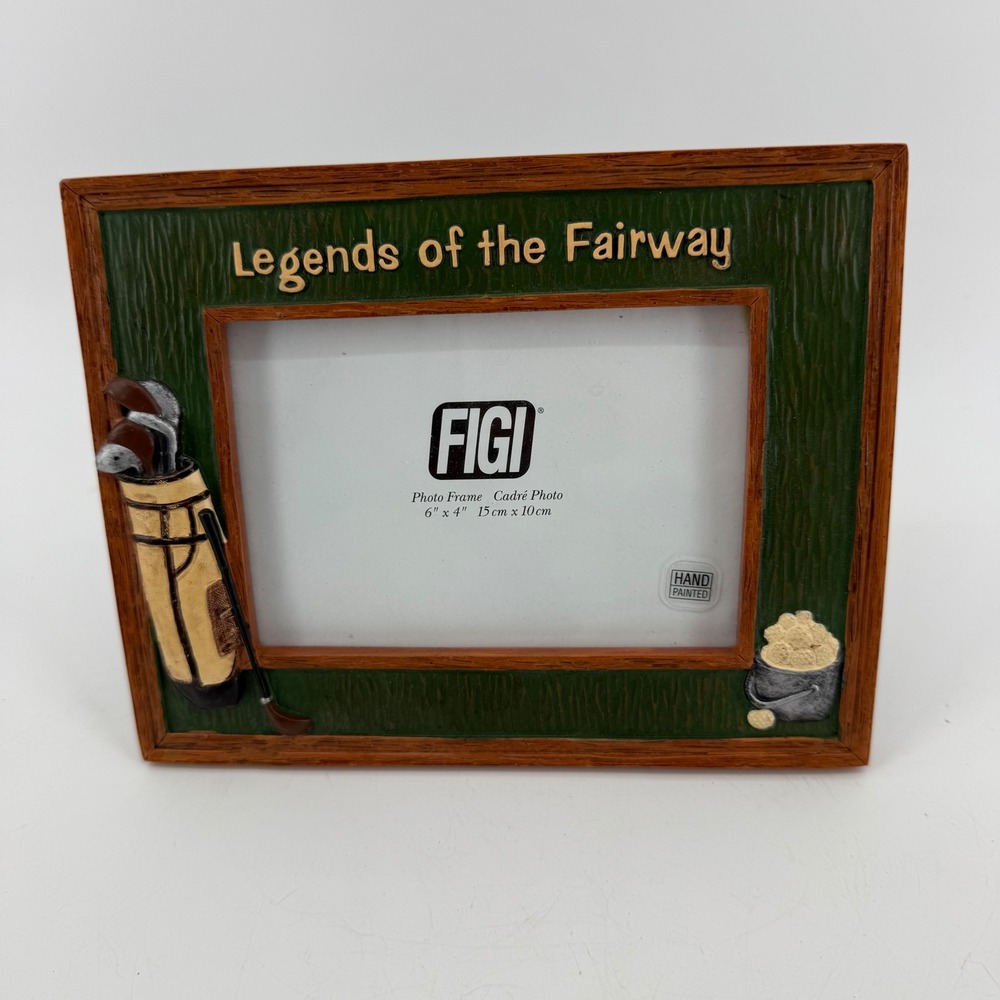 FIGI‎ Legends of the Fairway Golf Photo Frame 4x6 Hand Painted Resin Vtg Decor